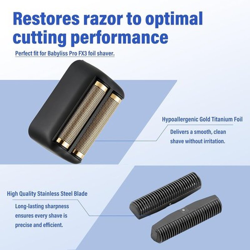 BaByliss FX3 Foil Shaver Replacement Head - Black Razor Foil & Cutter Set (1 PCS)