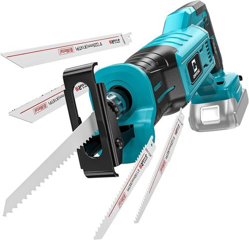 Cerycose Cordless Reciprocating Saw - Compatible with Makita 18V Battery | Variable Speed, 4 Blades for Metal, Wood, PVC
