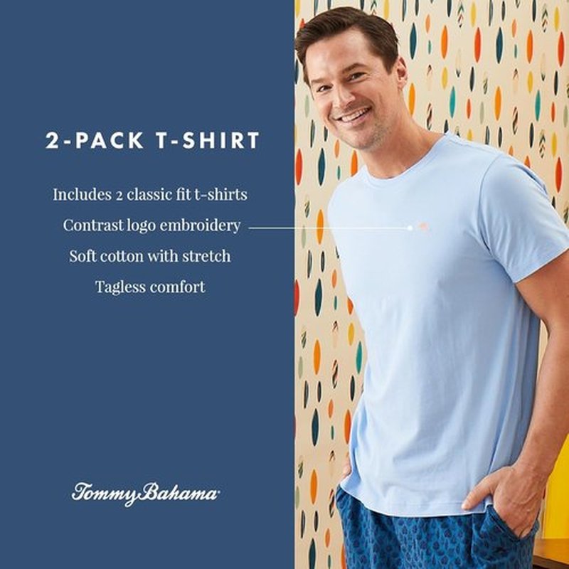 Tommy Bahama - Men's Essential Short Sleeve T-Shirts | 2-Pack Stretch Jersey Sleep & Lounge Tops