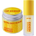 Handmade Heroes Turmeric Lip Scrub & Vitamin C Lip Oil – 100% Natural, Vegan Lip Care Set for Dry, Dark, Dull Lips – Brightening & Nourishing Treatment Duo