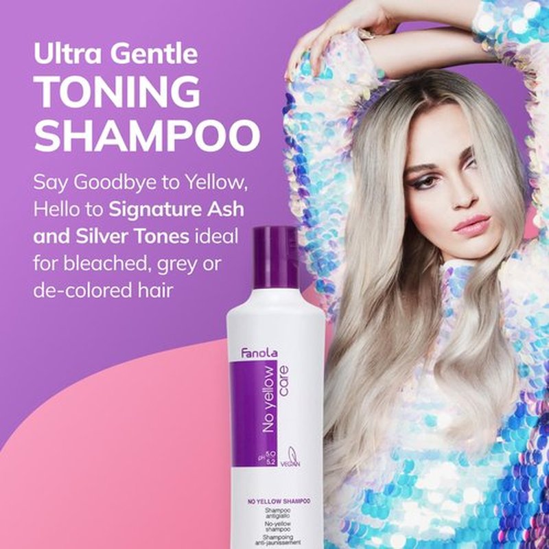 Fanola No Yellow Purple Shampoo - Color Depositing Formula for Blondes & Grey Hair - 11.83 Fl Oz