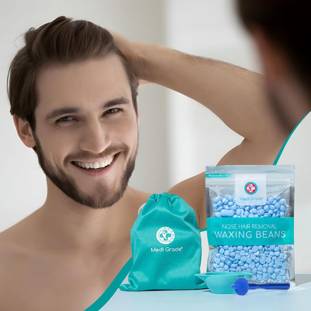 Medi Grade Eco-friendly Nose Wax Kit for Men and Women, 26 Applications, Reusable Metal Nose Wax Stick, Microwavable Cup - Nose Hair Wax Removal for Unsightly, Itchy Nasal Hair