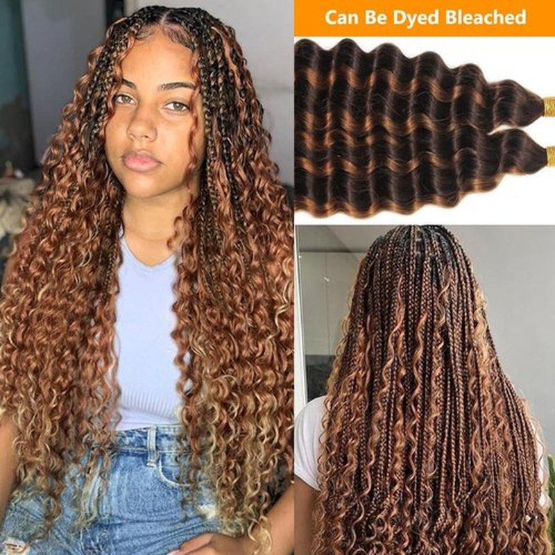 Deep Wave Bulk Hair for Braiding 18A Deep Water Wave Bulk Human Hair Brazilian Virgin Curly Human Hair 18 Inch 50g Curly Braiding for Boho Braids Micro Twist