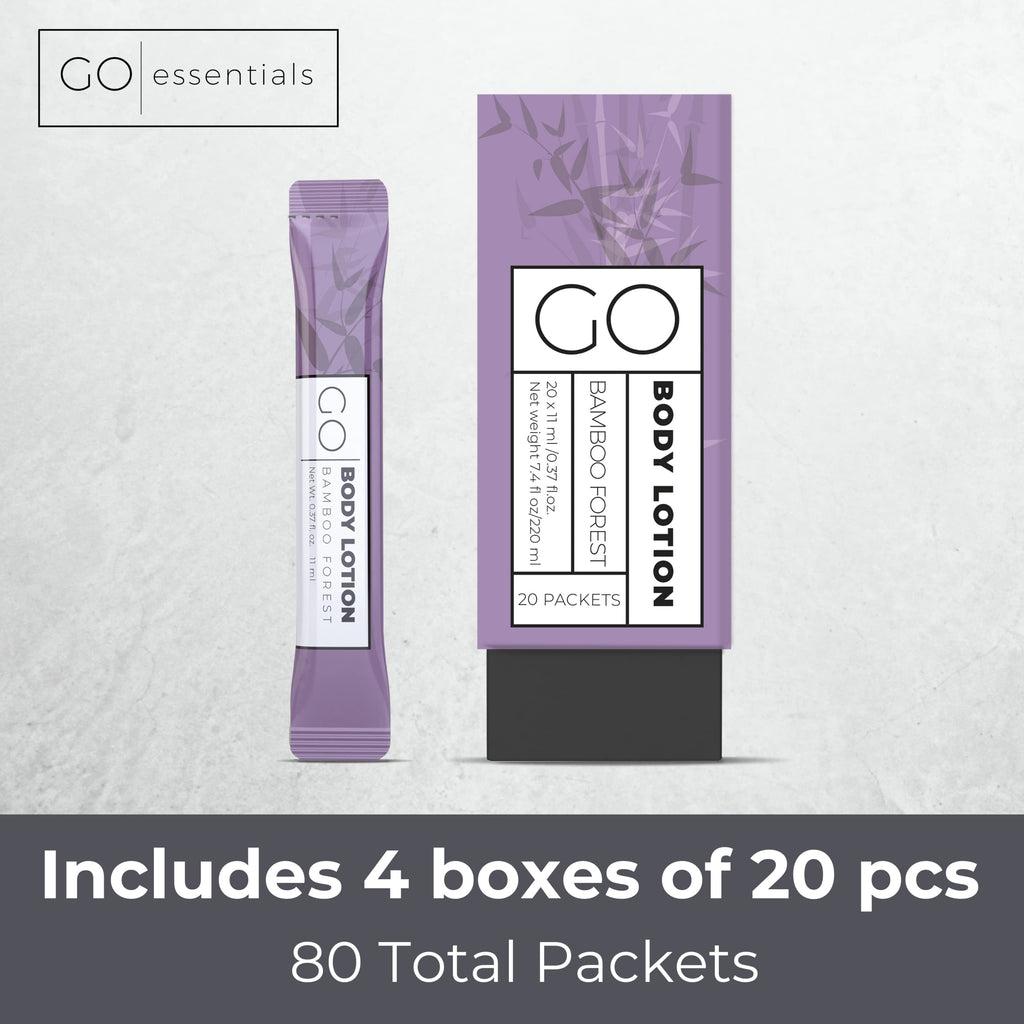 Go Essentials Travel Lotion Packets – Single Use Body and Hand Lotion for Hydrated Skin and Travel Size Toiletries - Bulk Travel Size Lotion Packets.