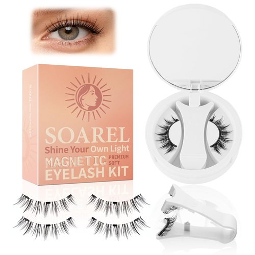 Magnetic Eyelashes with Applicator, No Eyeliner Needed, No Glue Reusable Magnetic Lashes, Natural Lightweight False Eyelashes, Easy Apply for Beginners