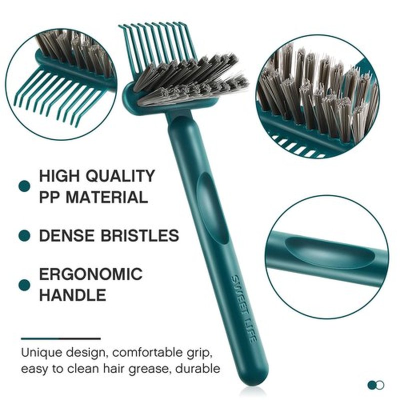 Suclain 5 Pcs Hairbrush Cleaner Tool Comb Set Mini Hairbrush Dirt Remover with Metal Wire Rake 2 in 1 Comb Cleaner for Removing Hair Dust Home and Salon Use