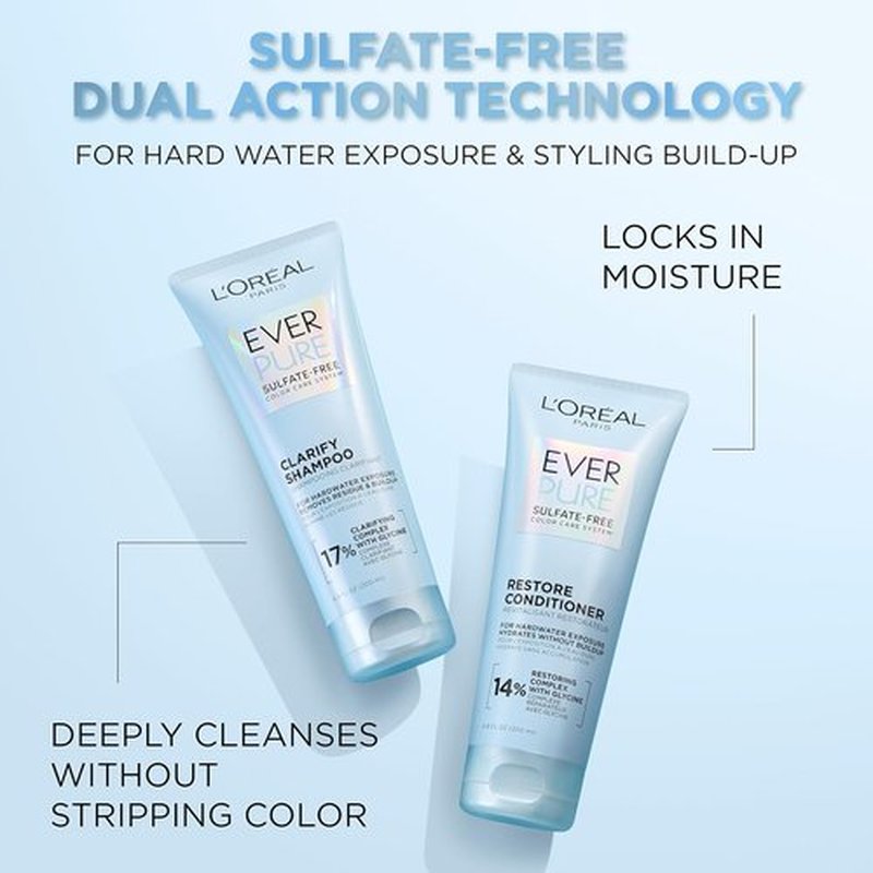L'Oreal Paris EverPure Clarify & Restore Shampoo and Conditioner Set - Sulfate-Free, Antioxidant Rich, 1 Kit