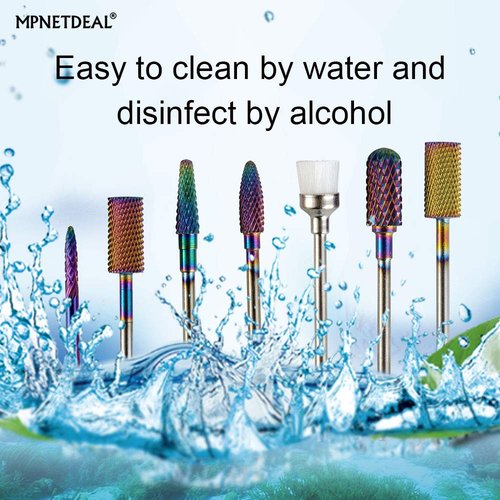 MPNETDEAL Tungsten Carbide Nail Drill Bits Set 7Pcs, Durable Less Dust, 3/32 inch for Acrylic Gel Nails Cuticle Manicure, Professional Acrylic Nail File Drill Bit