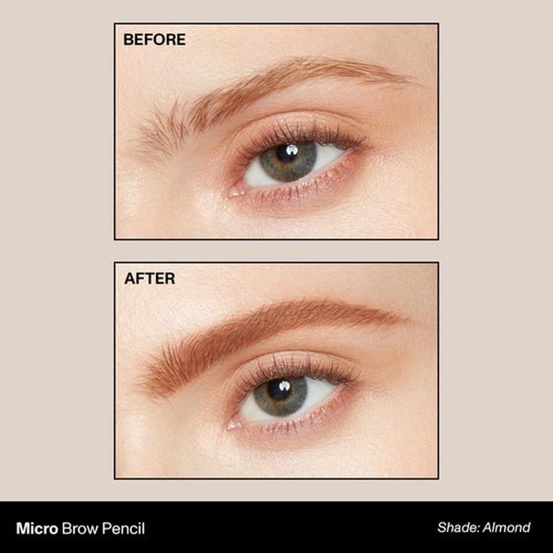 Morphe Micro Dual Eyebrow Pencil - Ultra-Precise Retractable Dual-Ended Brow Tool - Long-Lasting Almond (0.003 oz)