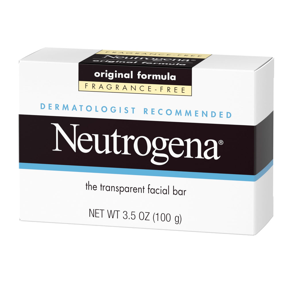 Neutrogena Original Transparent Facial Cleansing Bar, Fragrance-Free Glycerin Face Wash Bar Soap for Gentle Daily Cleansing, Hypoallergenic & Dye-Free Pure Facial Soap, 3.5 oz