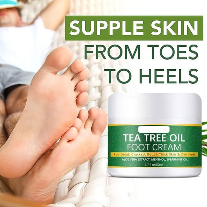 Grospe Tea Tree Foot Cream Repair Foot Athletes Foot Treatment Cream Dead Skin Removal Peeling Moisturizing Exfoliation Foot Care Repair Cream for Dry Cracked Heels,1.7 Fl Oz
