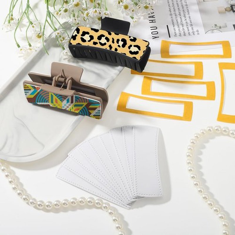 40 Pack Hair Claw Clips Cover Blanks - Sublimation for Square & Rectangle Clips with Strong Double-sided Adhesive