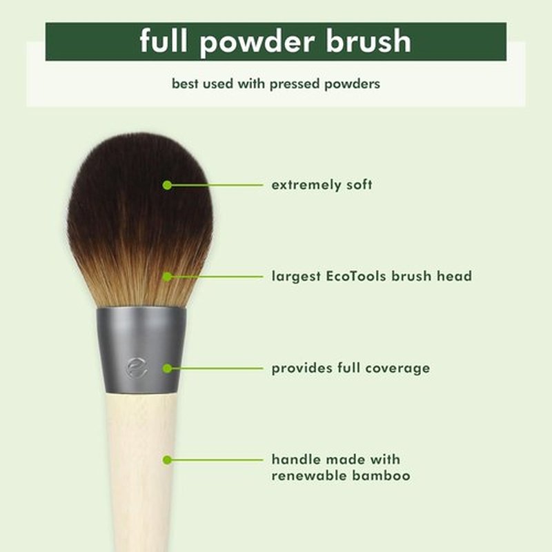EcoTools Full Powder Brush - Fluffy Makeup Brush for Loose & Pressed Powder, Soft Synthetic Bristles, Eco-Friendly