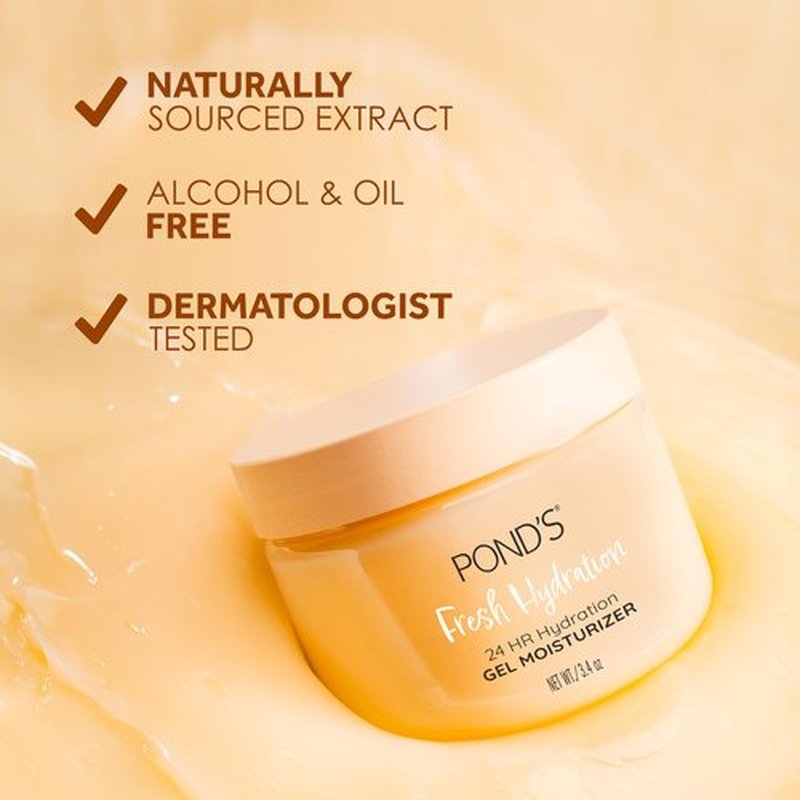 POND’S Fresh Hydration Gel Moisturizer – 24 HR Hydration with Orange Extract & Vitamin C – Alcohol & Oil-Free Face Moisturizer – Dermatologist Tested, 3.4 oz
