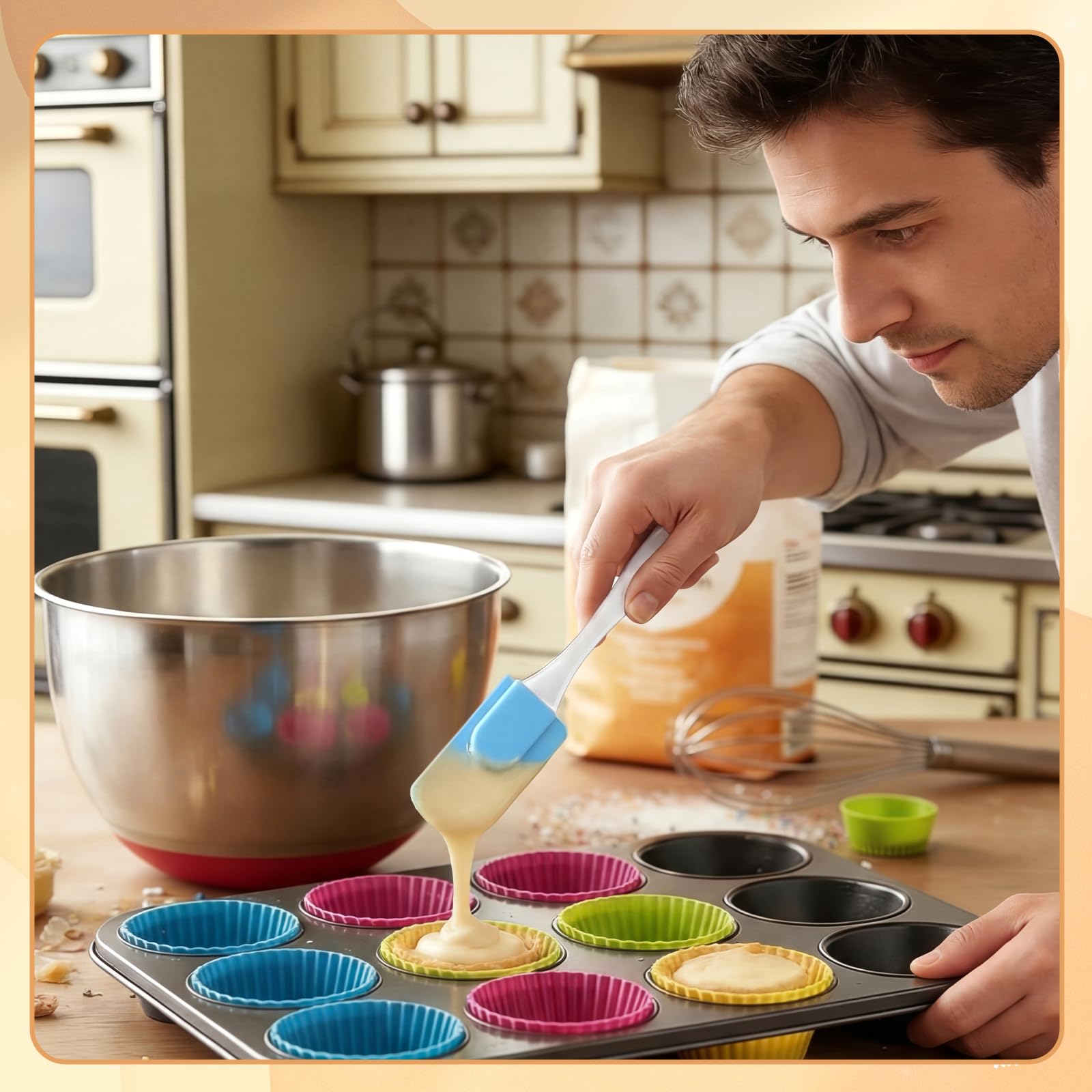 50 Pcs Mini Silicone Spatulas Bulk, 7 Inch Small Rubber Spatulas Heat Resistant Flexible Scrapers Multicolor Kitchen Cooking Utensils for Baking, Mixing & Scraping Nonstick Design, 10 Colors