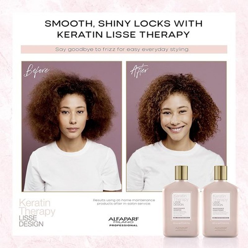 Alfaparf Milano Lisse Design Keratin Shampoo & Conditioner Set - Sulfate-Free, Anti-Frizz Formula for Smooth, Straight Hair