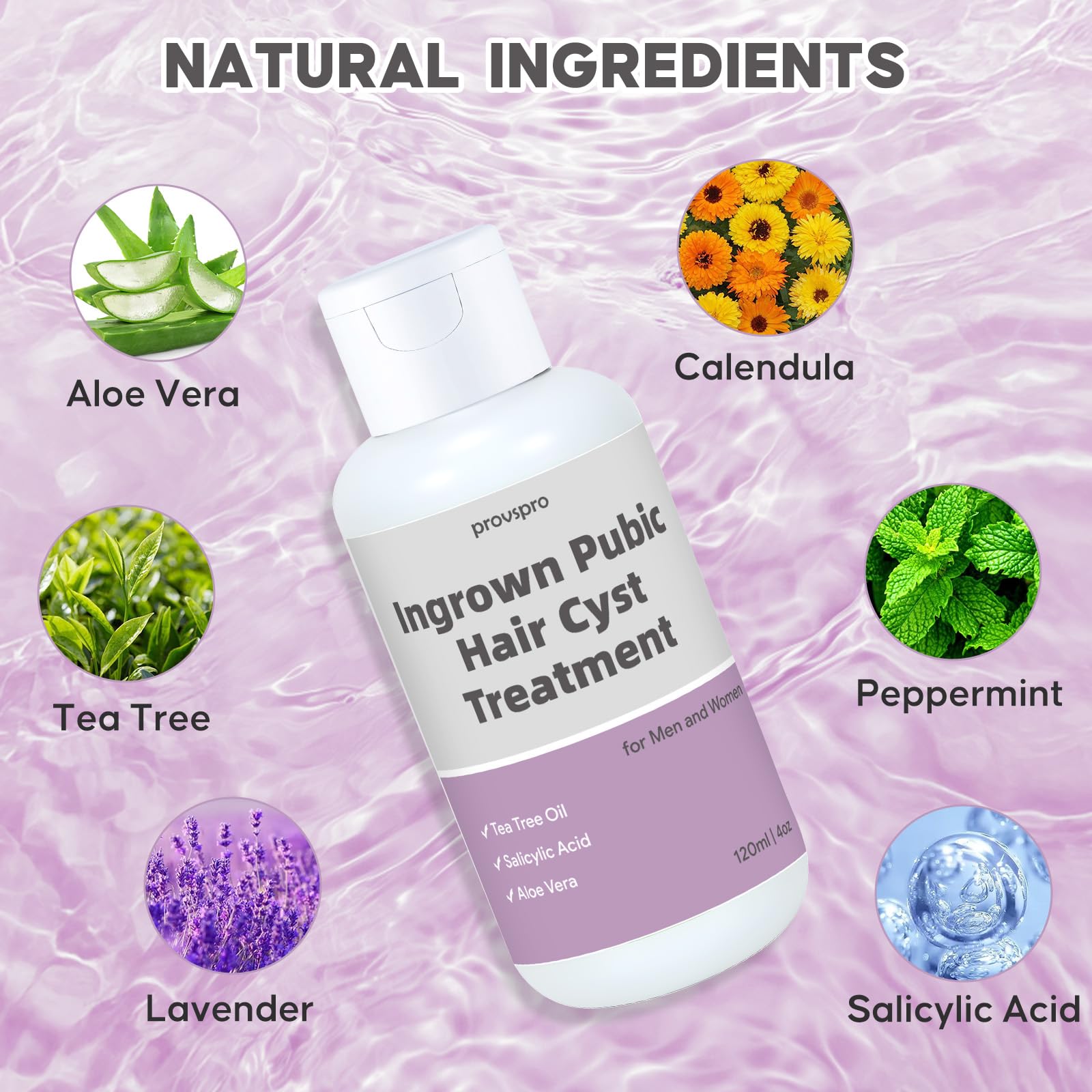 Ingrown Pubic Hair Cyst Treatment Gel, Razor Bumps Solution for Bikini Line, Intimate Area & Inner Thighs, Safe After Waxing or Shaving, Tea Tree and Salicylic Acid Formula for Men and Women, 4oz