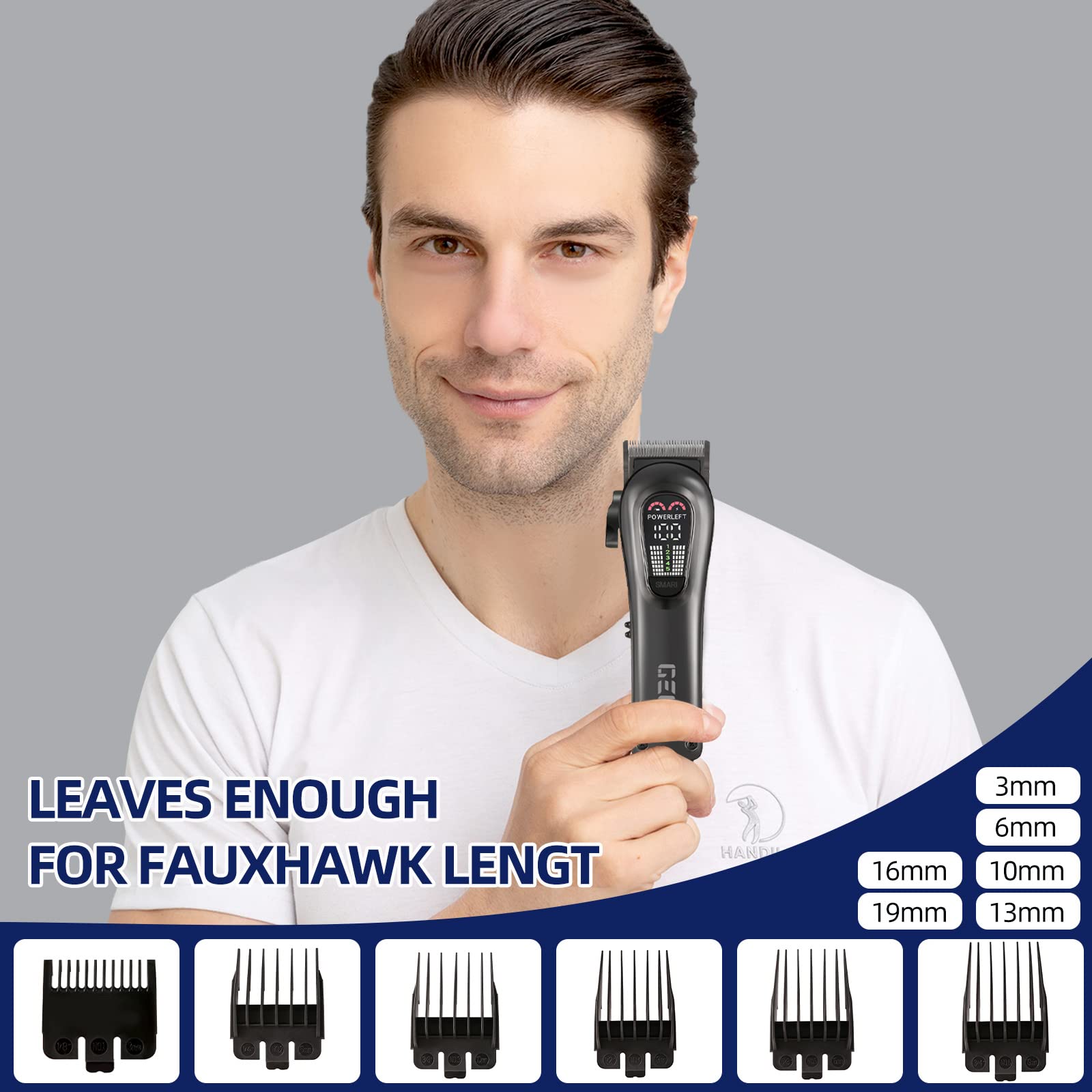 GEC Smart Hair Clipper for Men,Rechargeable -Professional Clippers,Low Noise 5-Mode Hair Clippers with Auxiliary Light Hair Trimmer Kit for Men