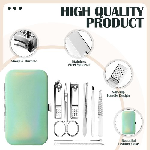 Leriton 30 Sets Bulk Gifts for Women Manicure Set Bulk Professional Nail Care Kit Nail Clippers Kit 8 in 1 Stainless Steel Pedicure Set with Travel Case for Women Men(Iridescent)