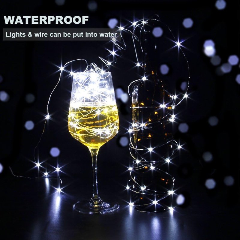 CYLAPEX 12 PCS Fairy Lights - Cool White 3.3FT Silvery Copper Wire | 20 LED Battery Powered String Lights for Weddings & Parties