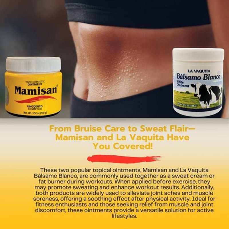 Cosmetic Ointment & La Vaquita Bálsamo Blanco (3.52 oz Each) for Sweating, Fat Burning, Joint Relief, and Muscle Recovery
