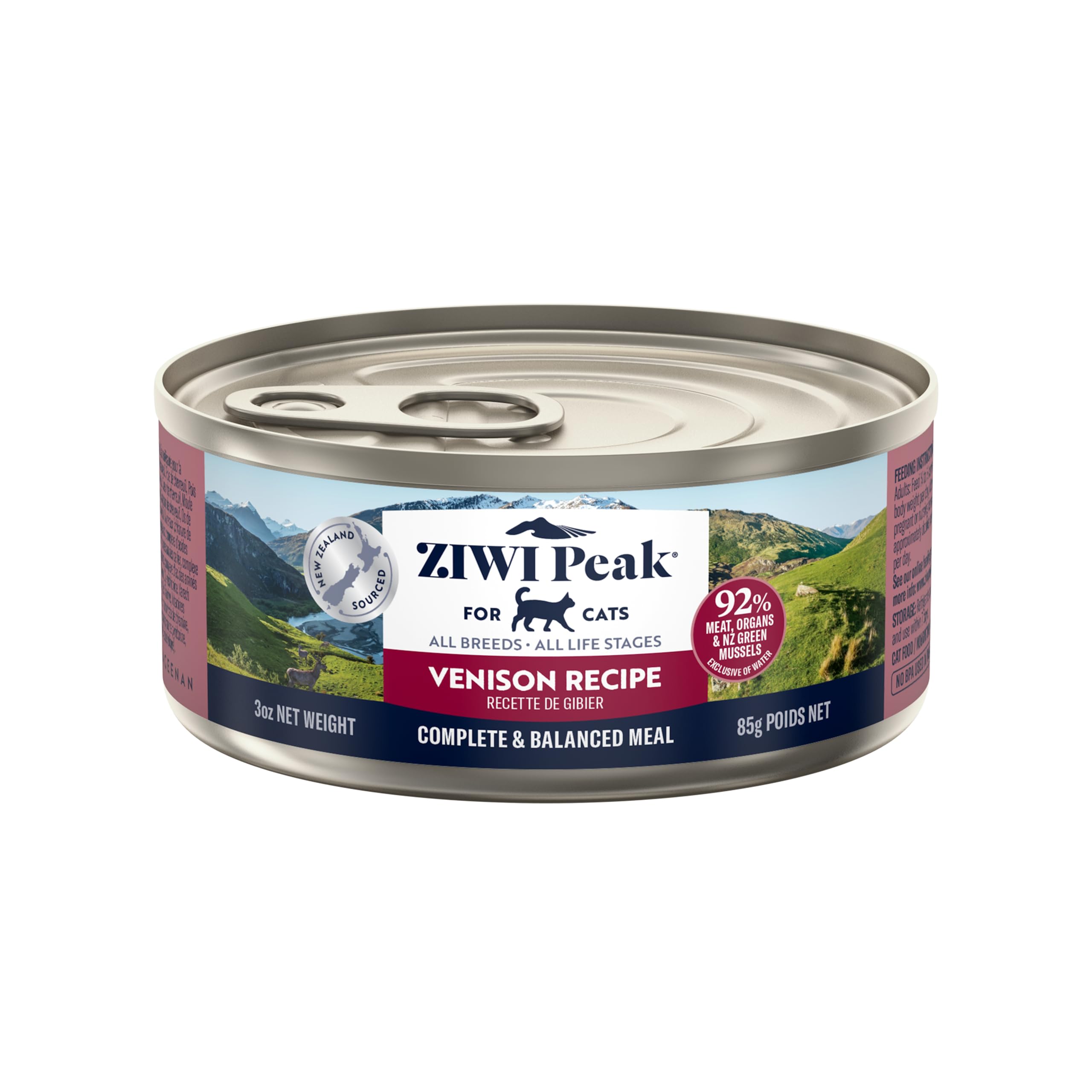 ZIWI Peak Wet Cat Food – All Natural, High Protein, Grain Free, Limited Ingredient, with Superfoods (Venison, Case of 24, 3oz Cans)