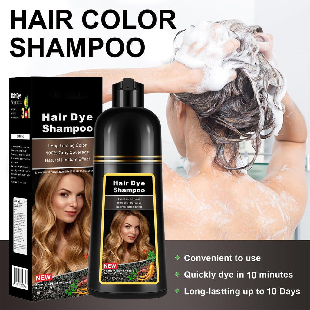 WFWJ Natural Wine Red Hair Dye Shampoo,Magic Hair Dye Shampoo,Colors Hair in 15 Minutes,Long Lasting,500 Ml–3-In-1 Hair Color