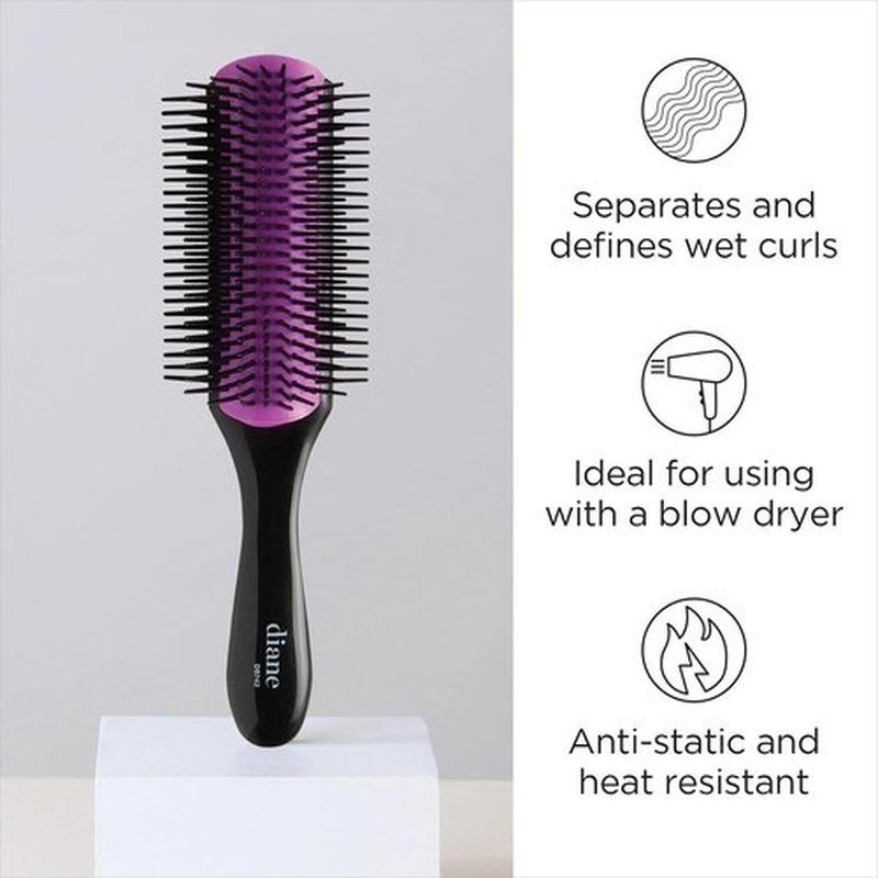 Diane Nylon Pin Hair Brush - Effortlessly Detangle & Define Thick or Curly Hair | Ideal for Wet Use
