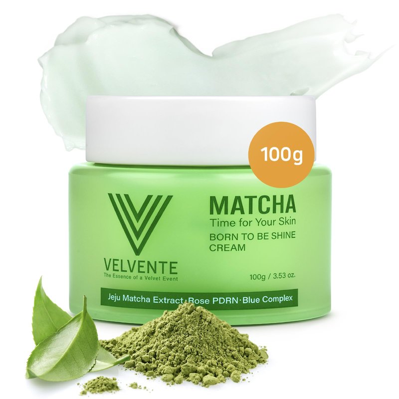 VELVENTE Matcha Hydrating Facial Moisturizer, Rose PDRN All-in-One Skin Face Cream for Redness, Dark Spot, Acne-Prone Skin, Brightening, Anti-Aging, Barrier Support Cream, Korean Skincare 3.53 oz