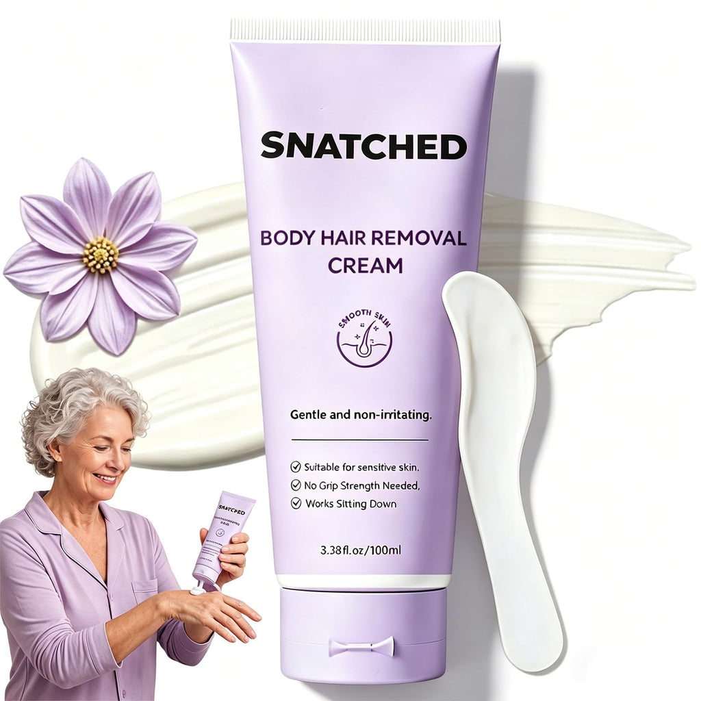 Snatched Hair Removal Cream, Body & Facial Hair Remover Cream for Woman Aged 65+ & Men, Gentle Hair Remover for Legs, Arms, Underarms, Stomach, Bikini Line (1Pc)