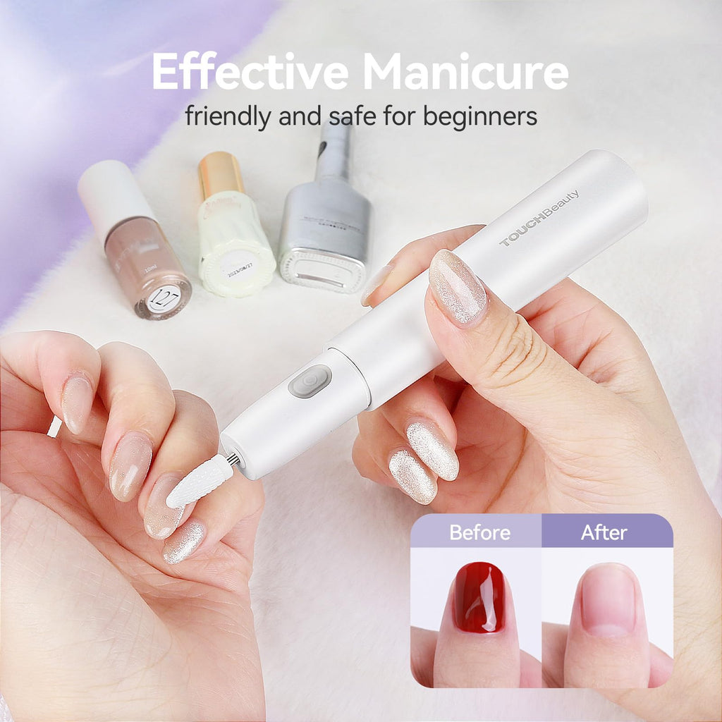 TOUCHBeauty Electric Nail Drill: Professional Files for Acrylic Gel Nails - Lightweight, Portable Manicure Pedicure Kit With Case - Perfect for Regular and Nail Art