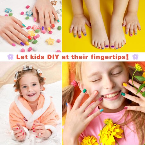 ETYJO Kids Nail Polish Set 12 Rainbow Colors Quick Dry Non Toxic Nail Polish Set for Girls Peel off Water Based Girls Nail Polish Kit for kids Age 3-12