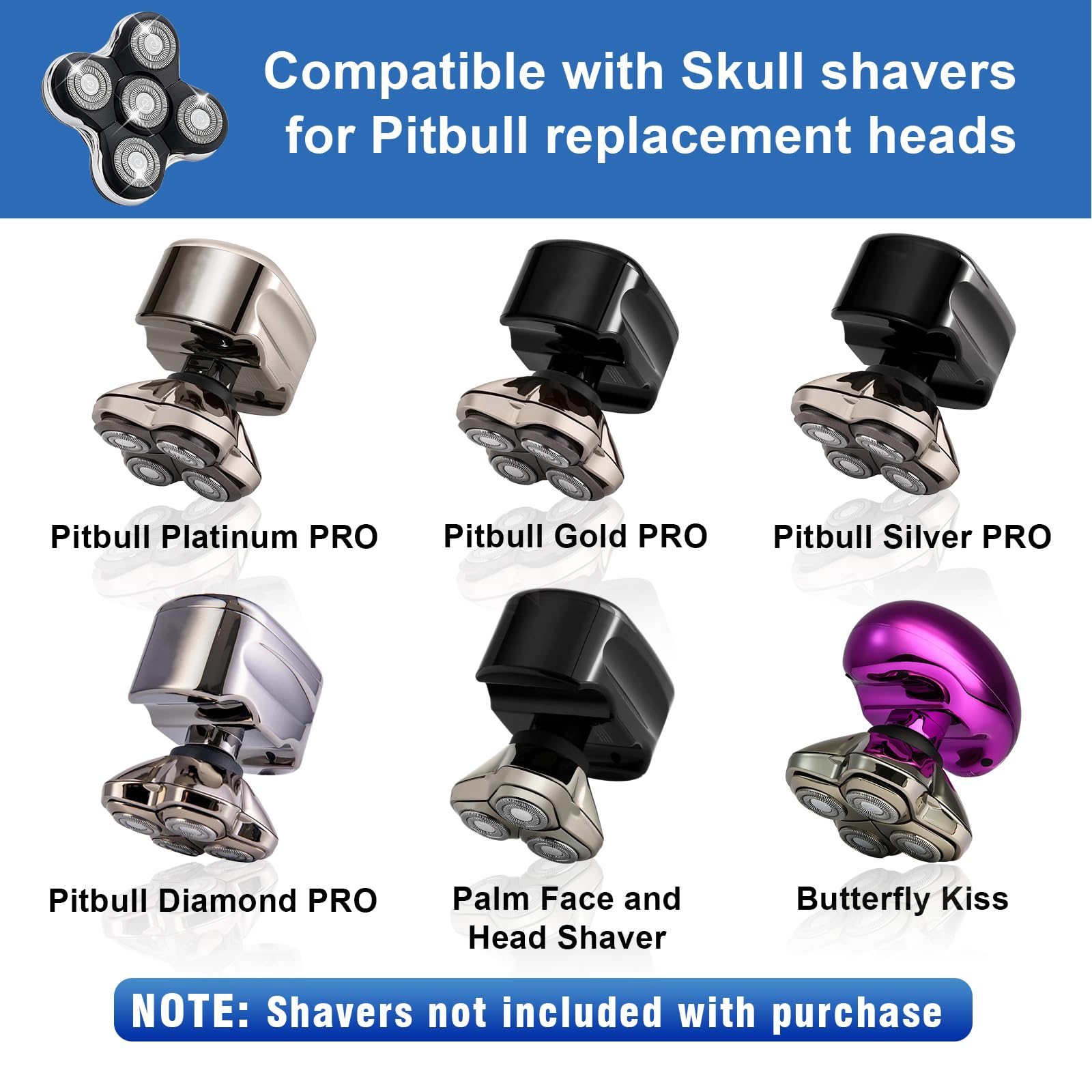 Pitbull Gold PRO/Pitbull Platinum Pro Replacement Blades - 12 Pack Compatible with Skull Shaver Heads
