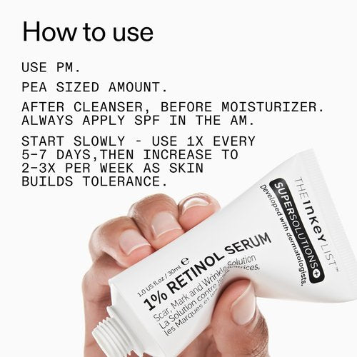 The INKEY List SuperSolutions 1% Retinol Serum for Face and Neck, Helps with Scar, Wrinkle and Skin Tone Appearance for Healthy-Looking Skin, 1.01 fl oz