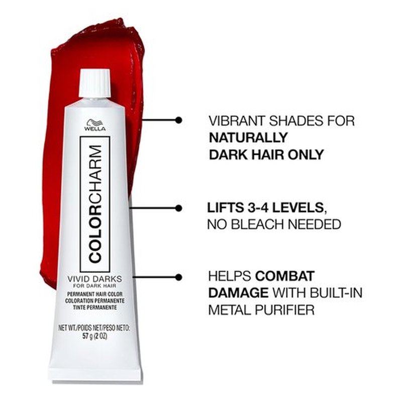 COLORCHARM VIVID DARKS Permanent Cream Color - Vibrant Hair Color for Dark Bases | Lifts 3-4 Levels, 2 Fl Oz