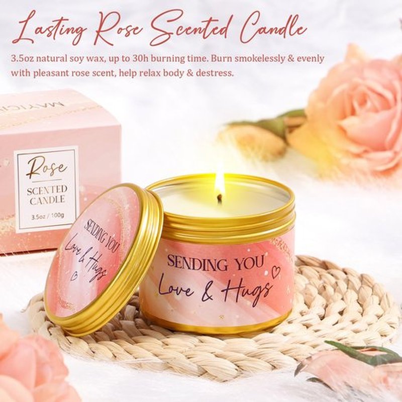 Mothers Day Birthday Gifts for Women, Self Care Get Well Soon Gift Baskets for Women, Rose Relaxing Spa Gifts Care Package with Blanket, Unique Easter Gift Baskets for Mom Her Girlfriend Friend Sister