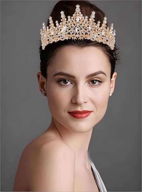 Crystal Tiara Crown for Women, Rhinestone Queen Headband Wedding Bridal Hair Accessories, Princess Crown for Birthday Prom Quinceañera Party Pageant Halloween Cosplay (B#-Gold 1 Pcs)