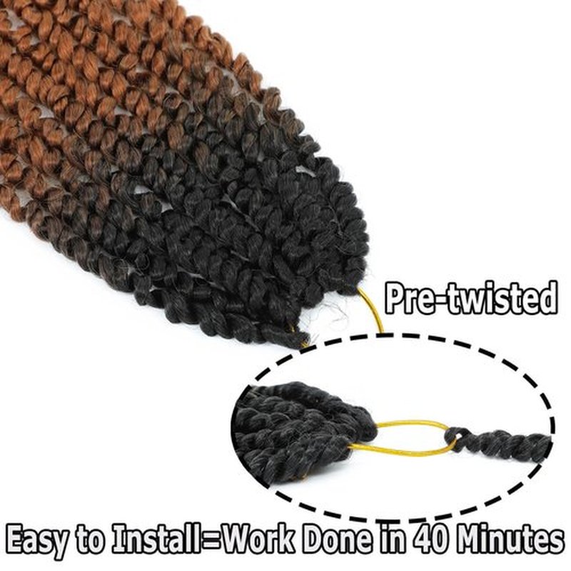 Bestlove 8 Packs Crochet Passion Twist Hair Pretwisted Ombre 1b/30/613 Crochet Hair Pre-looped Passion Twist Crochet Braiding Hair 18 Inch