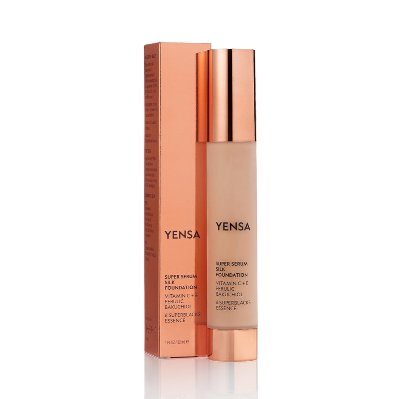 YENSA Serum Foundation Makeup - Super Silk Full Coverage Foundation Enriched with Peptides, Vitamin C & Ferulic Acid to Help Reduce Fine Lines, Wrinkles & Dark Circles - Medium 1 (1 oz)