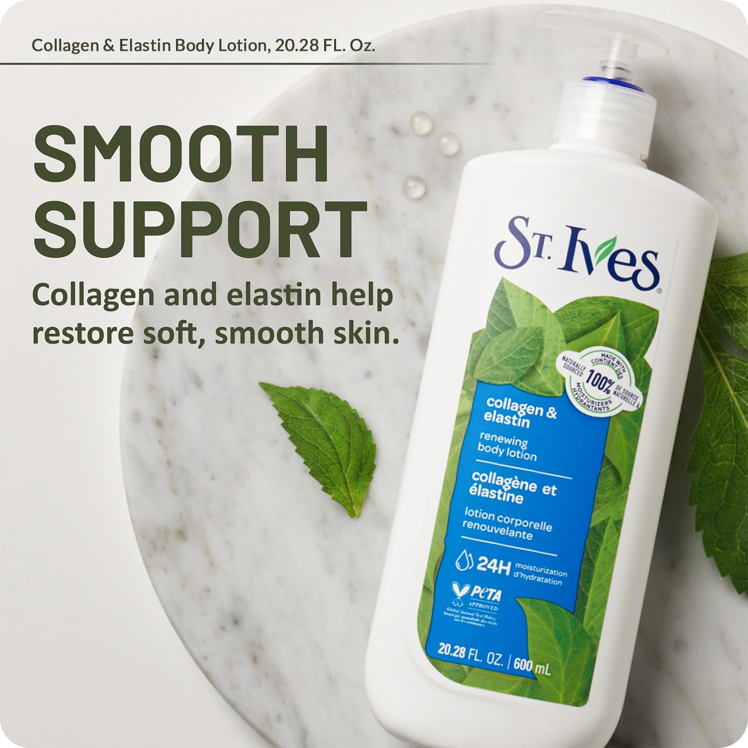St. Ives Body Lotion, Renewing Collagen & Elastin Anti-Aging Skin Moisturizer, 24H Hydration, Cruelty-Free Skin Care, 20.28 Oz