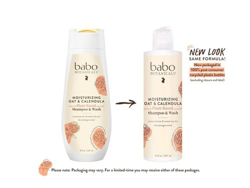 Babo Botanicals 2-in-1 Moisturizing Oat & Calendula Shampoo & Wash - Gentle for Dry/Sensitive Skin - Vegan