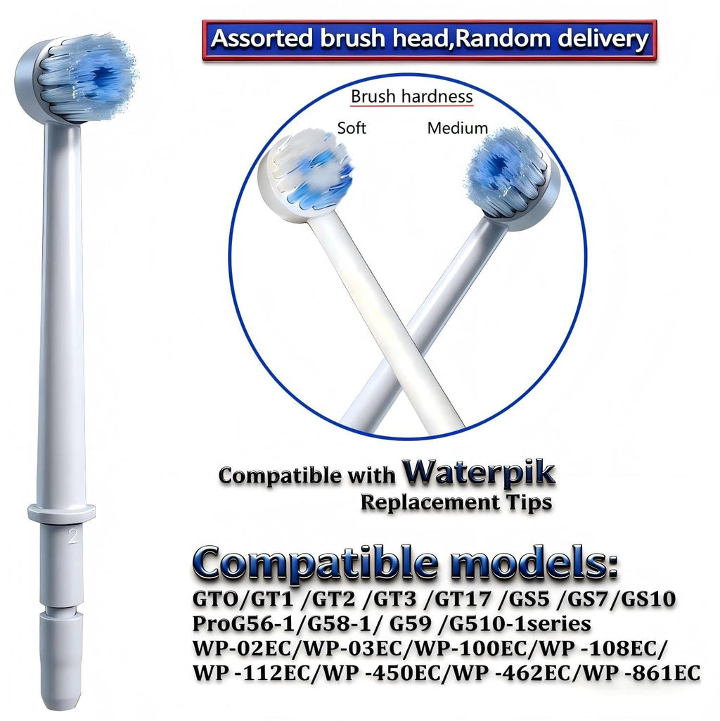 3Pack Replacement Toothbrush Heads for Waterpik Water Flossers, Replacement Picks Compatible with Waterpik, Replacement Heads for Water Pick flosser.(Assorted Brushhead, Random Delivery)