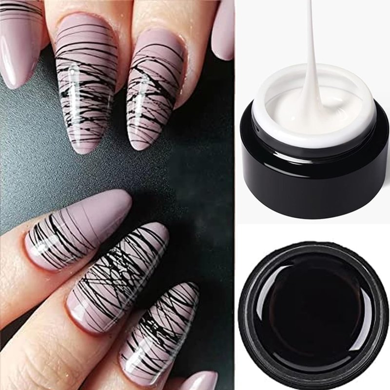 Vonrui White Black Spider Gel Nail Polish Set Art UV Led Professional Nail Gel Paint for Nails Art UV Color Embossing Pull Wire Spider Gel for Nails