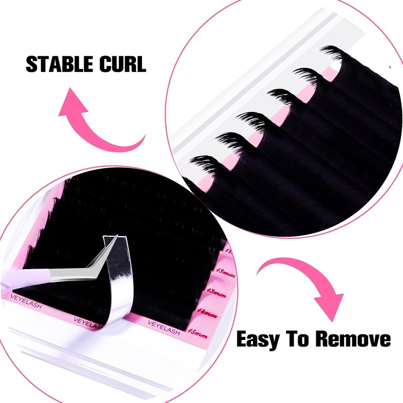 VEYES INC Cashmere Smart Fan Lash Extensions 0.03 0.05 0.07 C/CC/D Curl 8-20mm Mixed & Single Length, Super Matte Black Volume Lashes, Professional Supplies for Lash Techs (0.05 D 8-16mm)