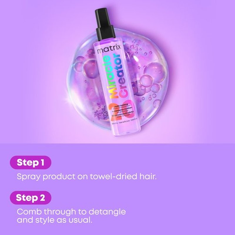 Matrix Miracle Creator Leave-In Conditioner Spray - Heat Protectant, Anti-Frizz, Moisturizing & Detangling, For Damaged Hair