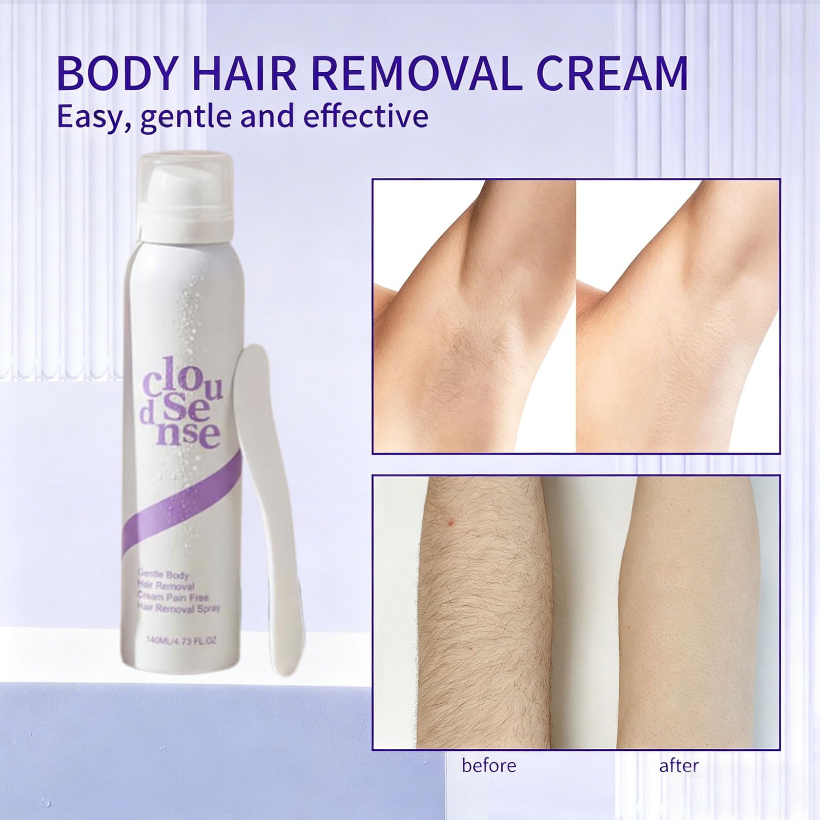Cloud Sense Pain-Free Hair Removal Spray for Sensitive Skin, Cloud Sense Smooth Hair Removal Spray,Suitable for Every Skin Type and Corner Women and Men (1pc)