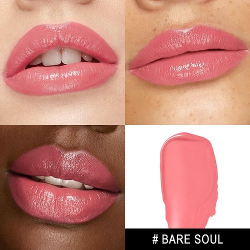MAKI YIKA Moisture Lipstick - Hydrating Nude Pink Lip Color for Dry Lips | Juicy Finish, MA073 Bare Soul