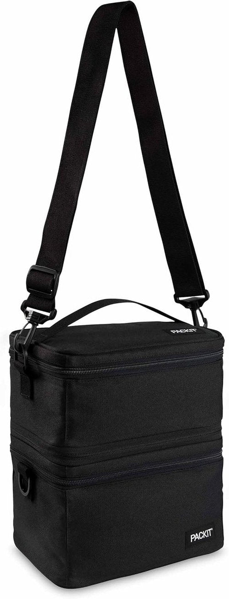 PackIt MOD 3-IN-1 Lunch Box - Insulated & Freezable with EcoFreeze Technology | Black, Versatile Design for Fresh Office Lunches
