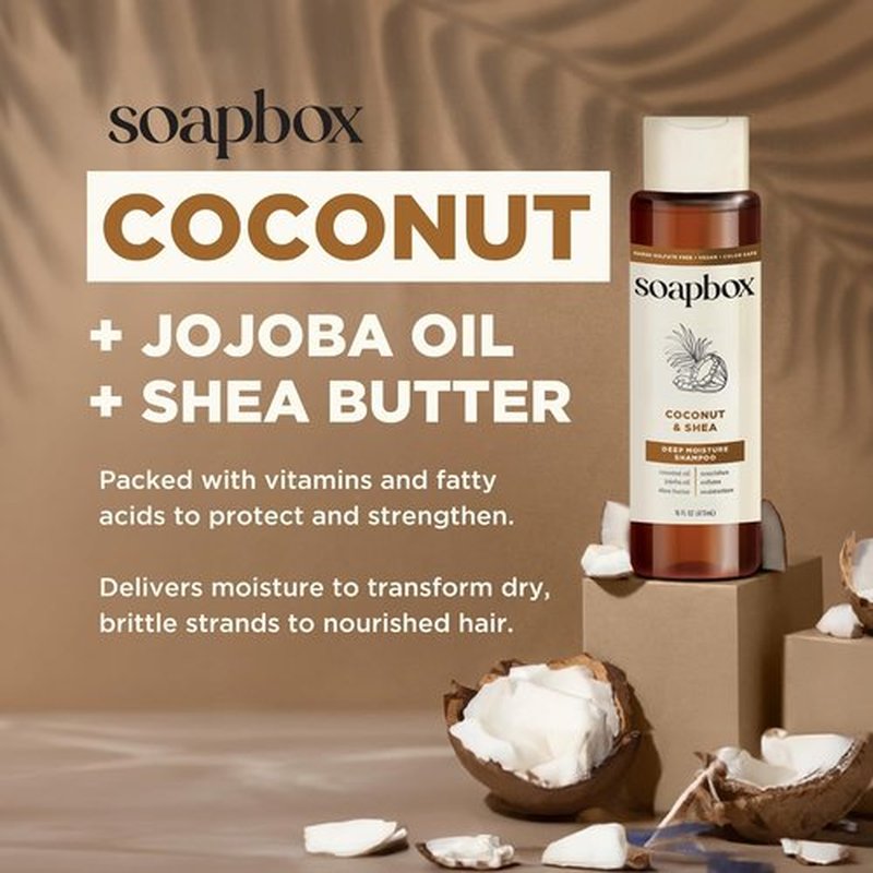 Soapbox Coconut Shampoo & Conditioner Set - Moisturizing Coconut Oil, Jojoba Oil & Aloe | Paraben & Sulfate Free | 16oz (Pack of 2)
