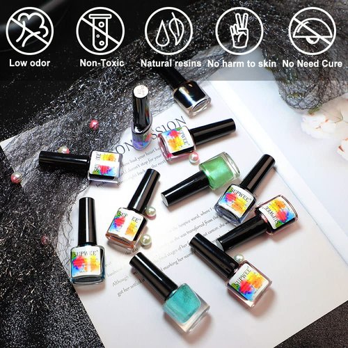 SUPWEE Blooming Watercolor Ink Nail Polish Marble Nail Polish Flower Blossom Nails for Spreading Marble Effect Manicure 12 Colors 7ml(0.25fl oz)
